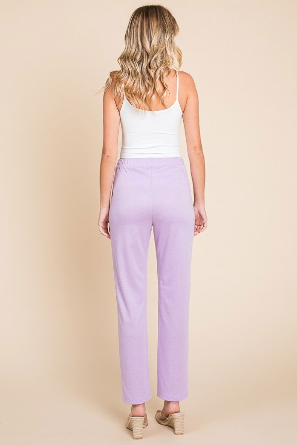 Culture Code Full Size Pin Tuck Detail Slim Pants In Lilac us.meeeshop - 