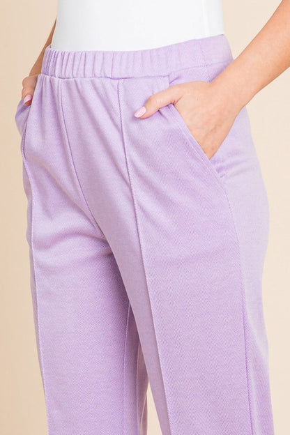 Culture Code Full Size Pin Tuck Detail Slim Pants In Lilac us.meeeshop - 