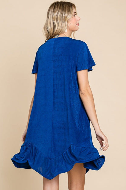 Culture Code Full Size Short Sleeve Ruffled Asymmetric Hem Dress us.meeeshop - 