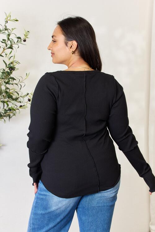 Culture Code Ribbed Round Neck Long Sleeve Top | us.meeeshop