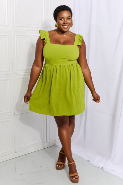 Culture Code | Sunny Days Full Size Empire Line Ruffle Sleeve Dress in Lime | us.meeeshop