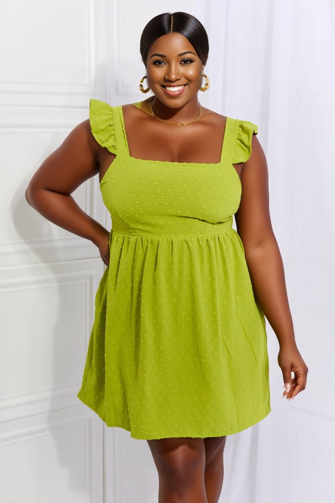 Culture Code | Sunny Days Full Size Empire Line Ruffle Sleeve Dress in Lime | us.meeeshop