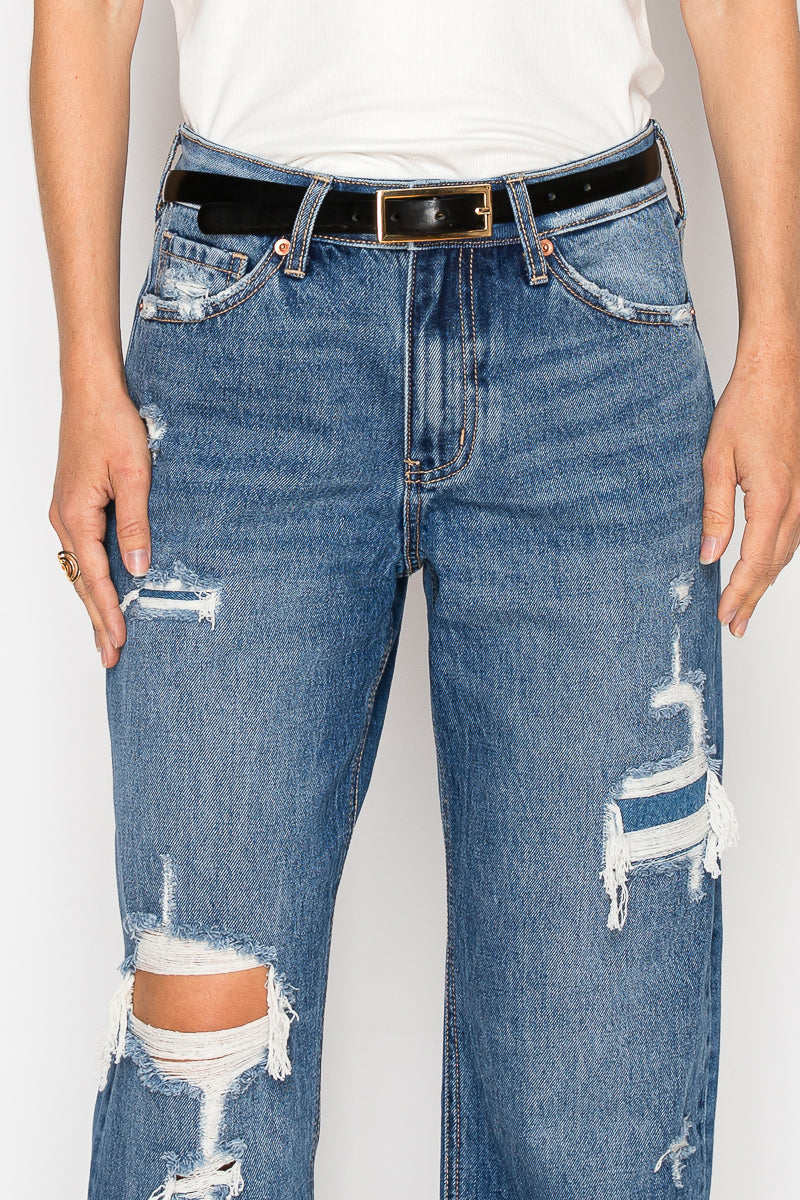 hybrid high rise Hybrid High Rise Straight Leg Jeans view 15 (bottom) - shop at us.meeeshop