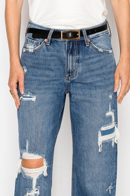 hybrid high rise Hybrid High Rise Straight Leg Jeans view 15 (bottom) - shop at us.meeeshop