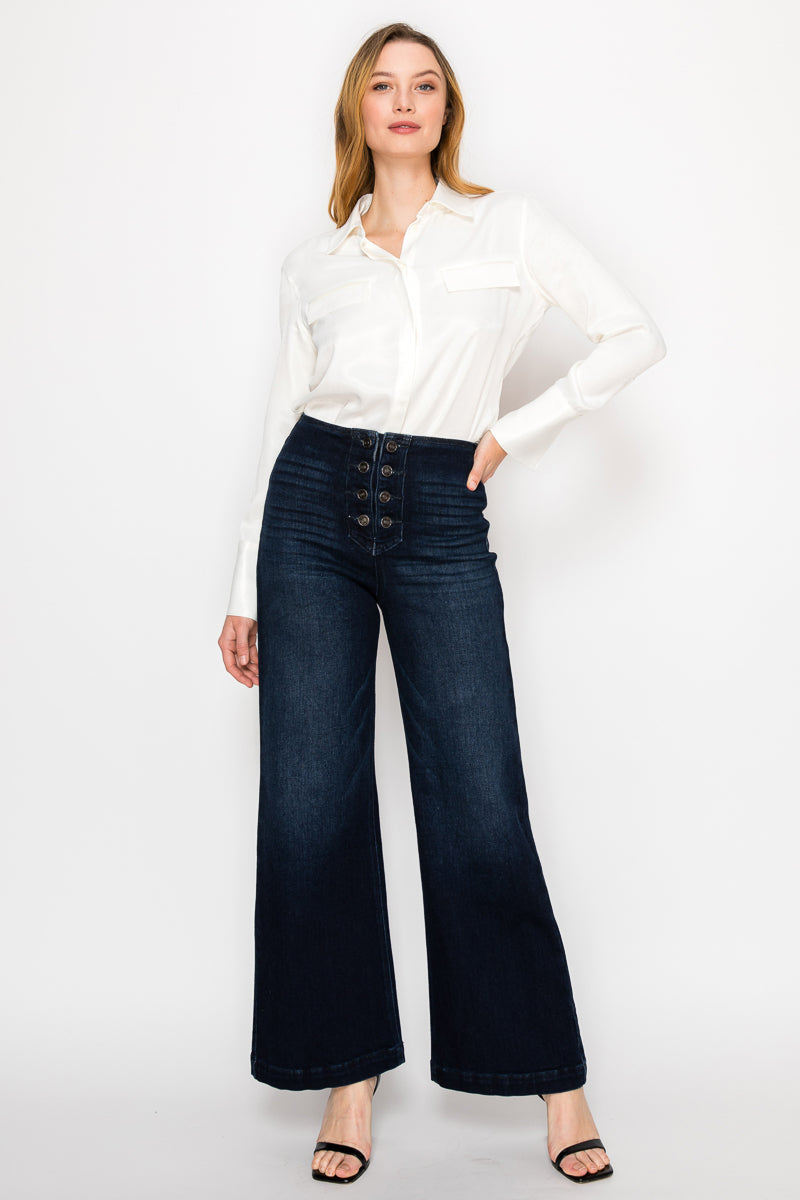 eco friendly ultra Eco Friendly Ultra High Rise Slim Palazzo Sailor Jeans view 14 (bottom) - shop at us.meeeshop