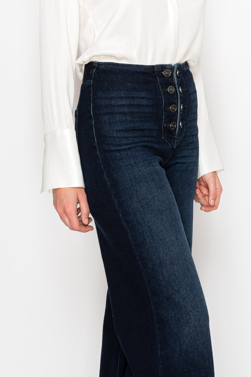 eco friendly ultra Eco Friendly Ultra High Rise Slim Palazzo Sailor Jeans view 18 (bottom) - shop at us.meeeshop