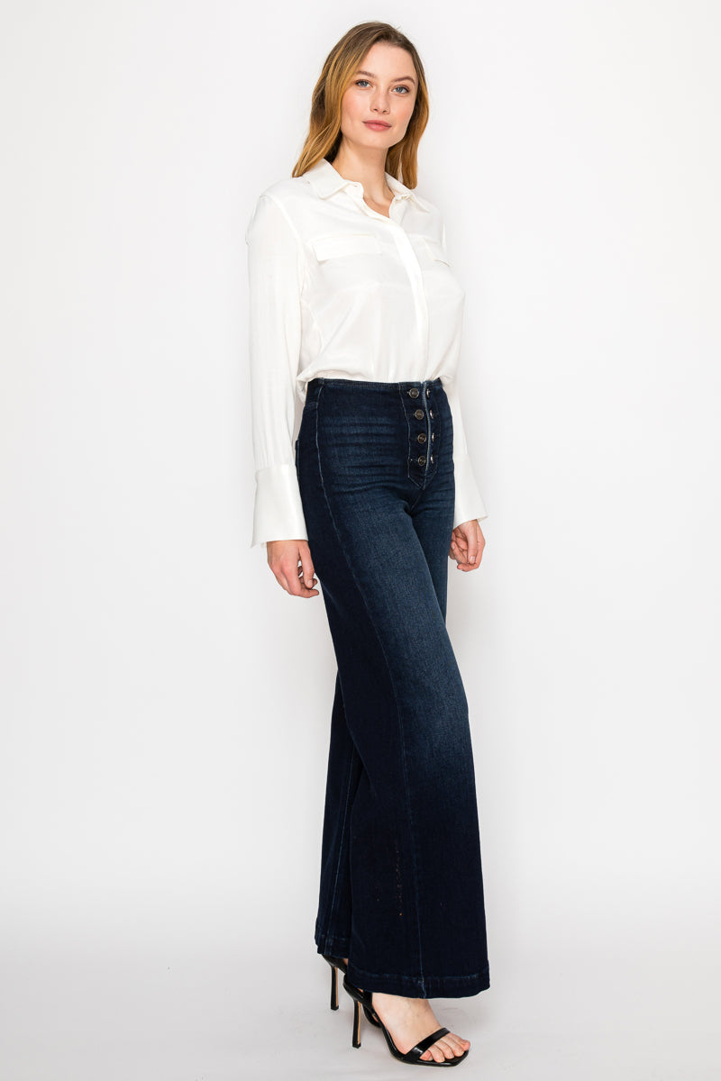 eco friendly ultra Eco Friendly Ultra High Rise Slim Palazzo Sailor Jeans view 17 (bottom) - shop at us.meeeshop
