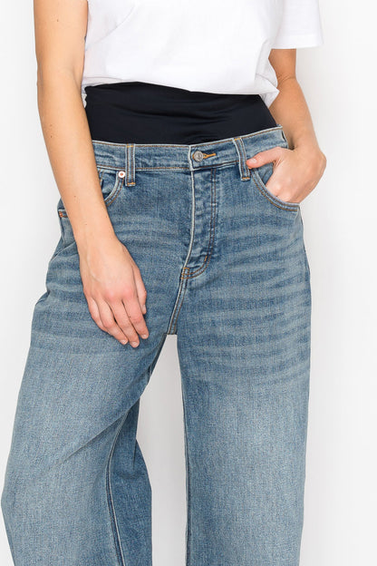adjustable hem knit Adjustable Hem Knit Band Wide Leg Jeans view 13 (bottom) - shop at us.meeeshop