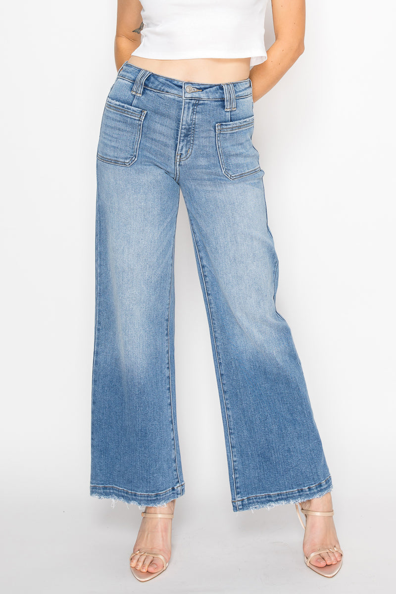 eco friendly fabric Eco Friendly Fabric High Rise Slim Palazzo Jeans view 15 (bottom) - shop at us.meeeshop