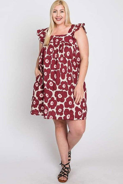 Daisy Print Baby Doll Dress Plus us.meeeshop - 