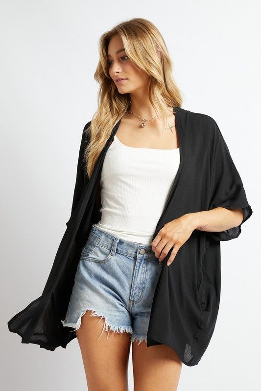 Davi & Dani | Favorite Solid Kimono Cardigan us.meeeshop - 