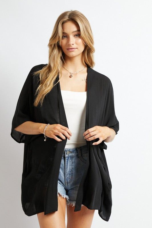 Davi & Dani | Favorite Solid Kimono Cardigan us.meeeshop - 