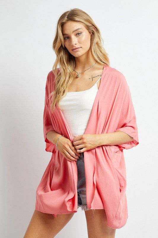 Davi & Dani | Favorite Solid Kimono Cardigan us.meeeshop - Outerwear