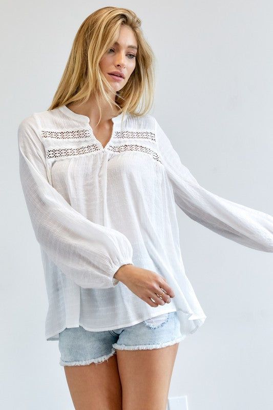 Davi & Dani | Solid V Neck Blouse Top - us.meeeshop