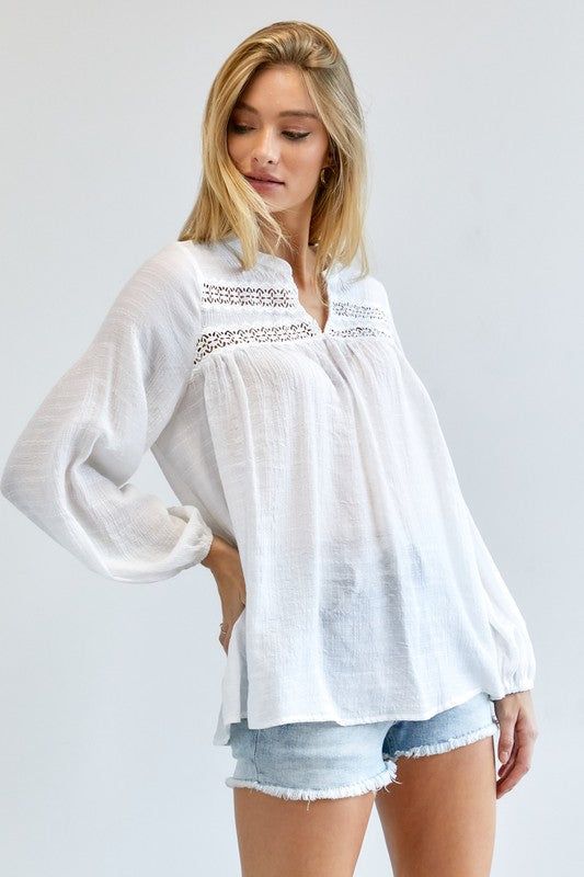 Davi & Dani | Solid V Neck Blouse Top us.meeeshop - 