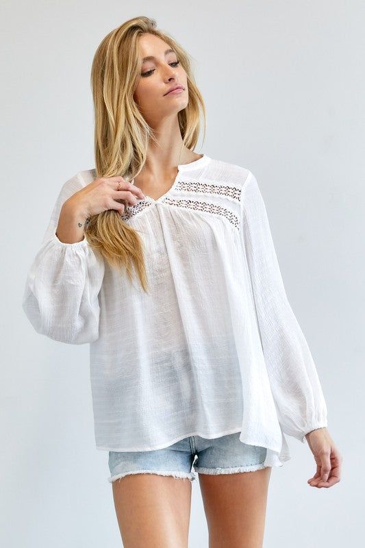 Davi & Dani | Solid V Neck Blouse Top - us.meeeshop