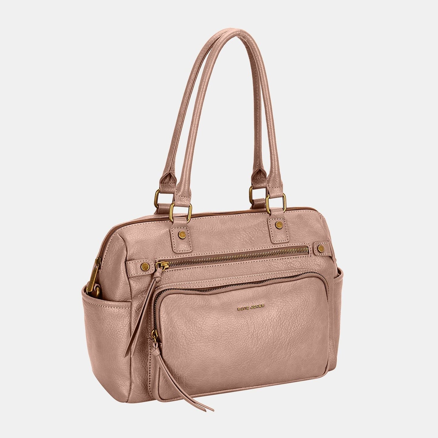 David Jones Zipper PU Leather Handbag us.meeeshop - 