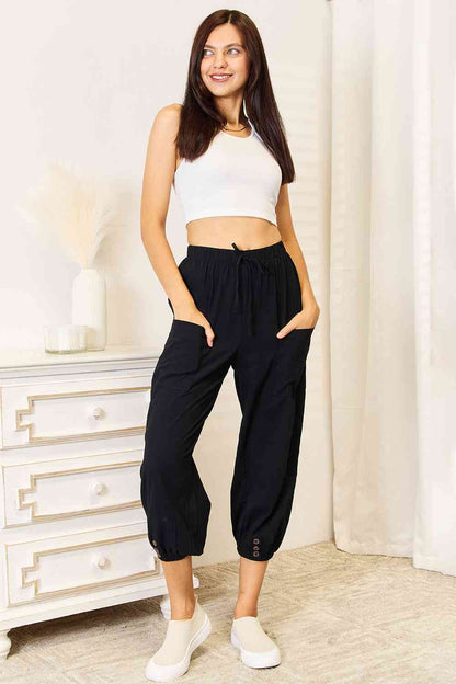 Decorative Button Cropped Pants | us.meeeshop