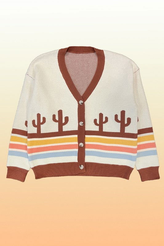 Desert retro stripe cardigan us.meeeshop - 