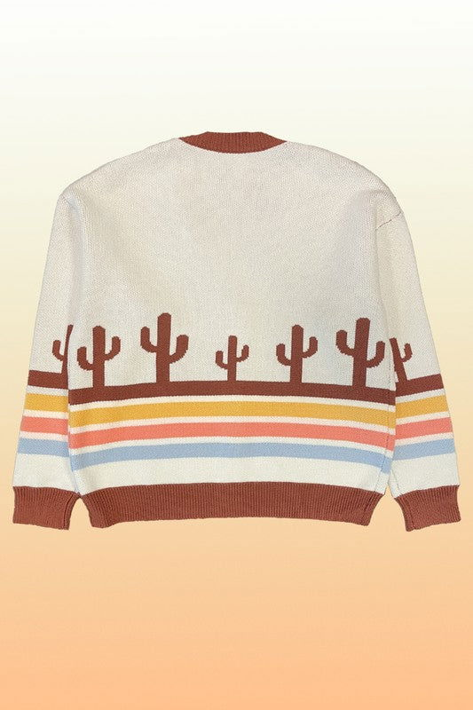 Desert retro stripe cardigan us.meeeshop - 