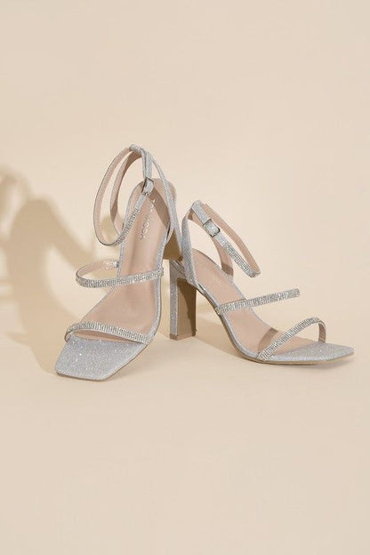 Devin-1 Silver Rhinestone Heels - us.meeeshop