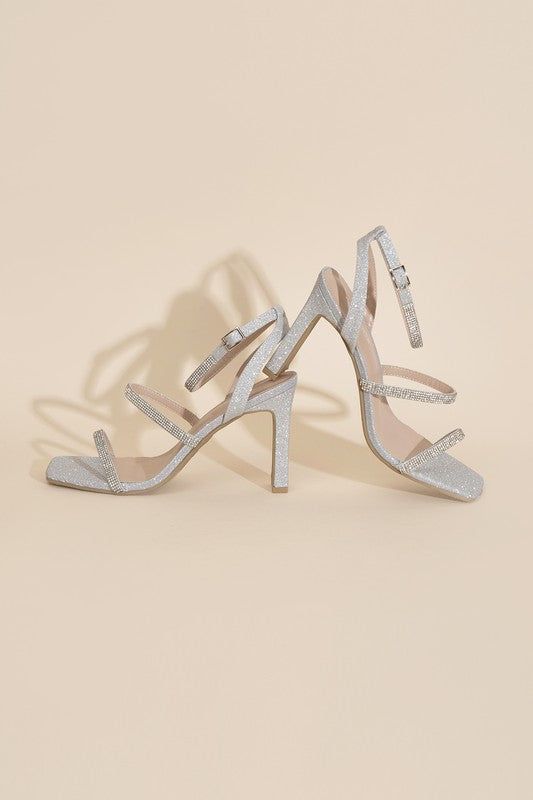 Devin-1 Silver Rhinestone Heels - us.meeeshop