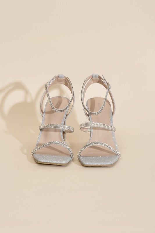 Devin-1 Silver Rhinestone Heels - us.meeeshop