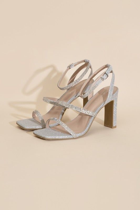 Devin-1 Silver Rhinestone Heels - us.meeeshop