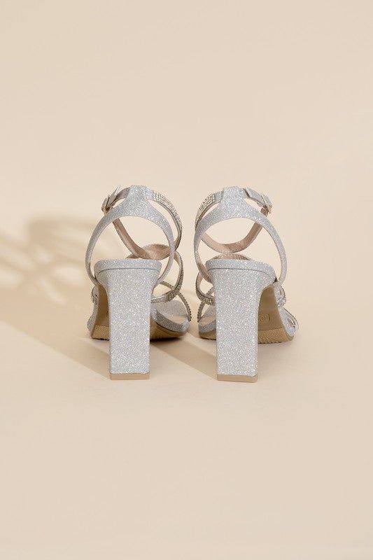 Devin-1 Silver Rhinestone Heels - us.meeeshop