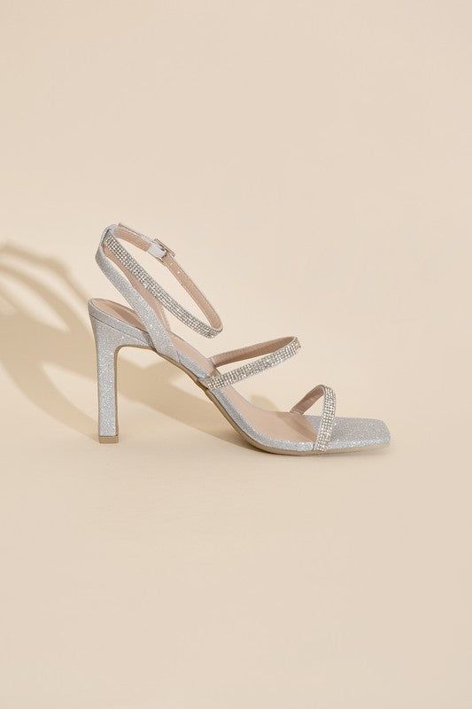 Devin-1 Silver Rhinestone Heels - us.meeeshop