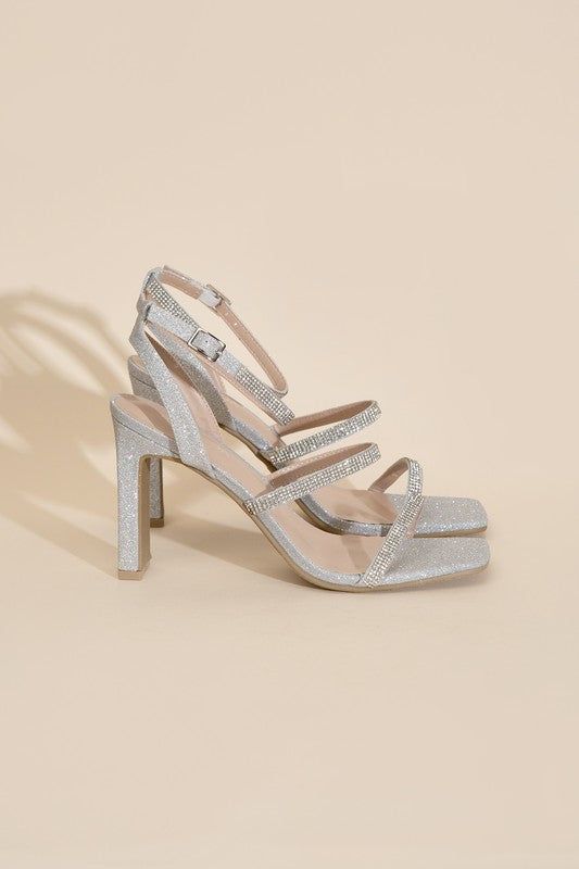 Devin-1 Silver Rhinestone Heels - us.meeeshop