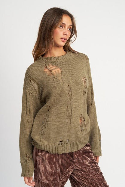 Distressed Oversized Sweater us.meeeshop - 