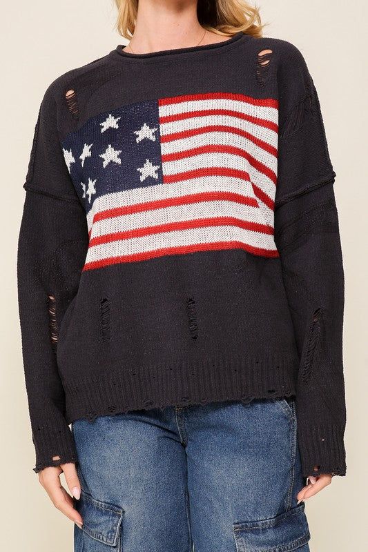 Distressed USA Logo Sweater us.meeeshop - 