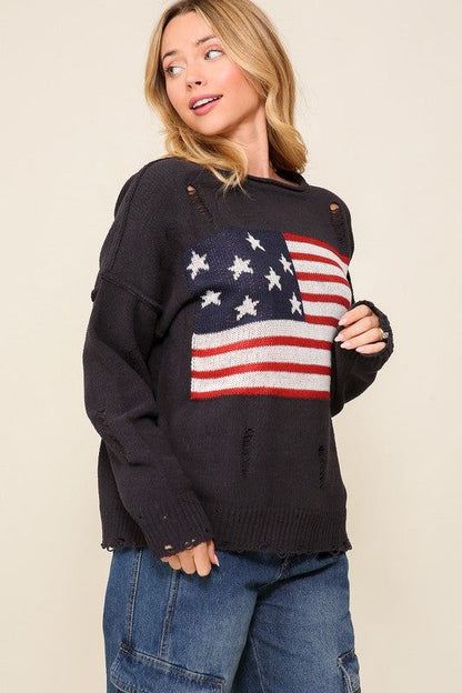 Distressed USA Logo Sweater us.meeeshop - 