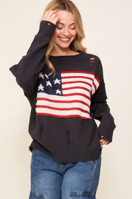 Distressed USA Logo Sweater - us.meeeshop