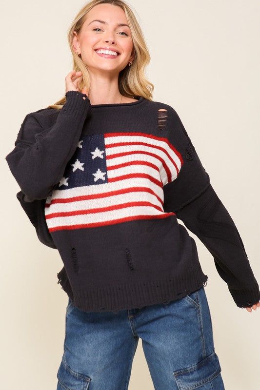 Distressed USA Logo Sweater - us.meeeshop