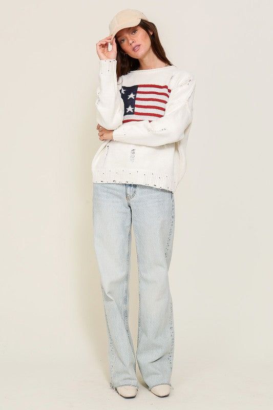 Distressed USA Logo Sweater - us.meeeshop