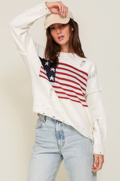 Distressed USA Logo Sweater - us.meeeshop