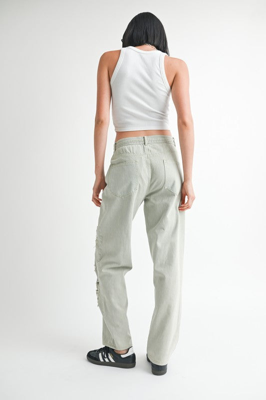 Distressed Wide Leg Pants us.meeeshop - 