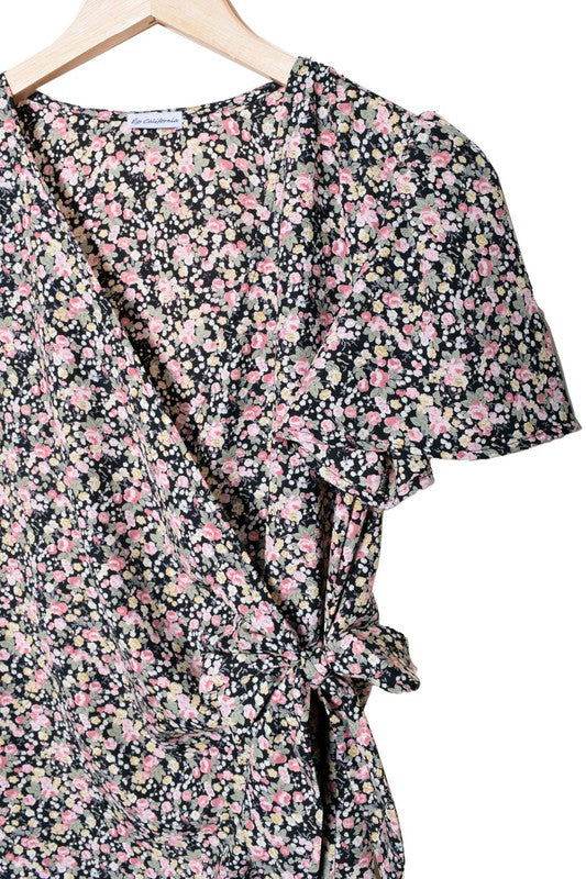 Ditsy Floral Wrap Dress - us.meeeshop