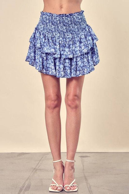 Dizzy Floral Printed Tiered Skorts us.meeeshop - 