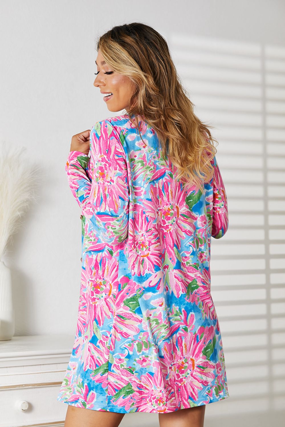 Double Take Floral Open Front Long Sleeve Cardigan | us.meeeshop