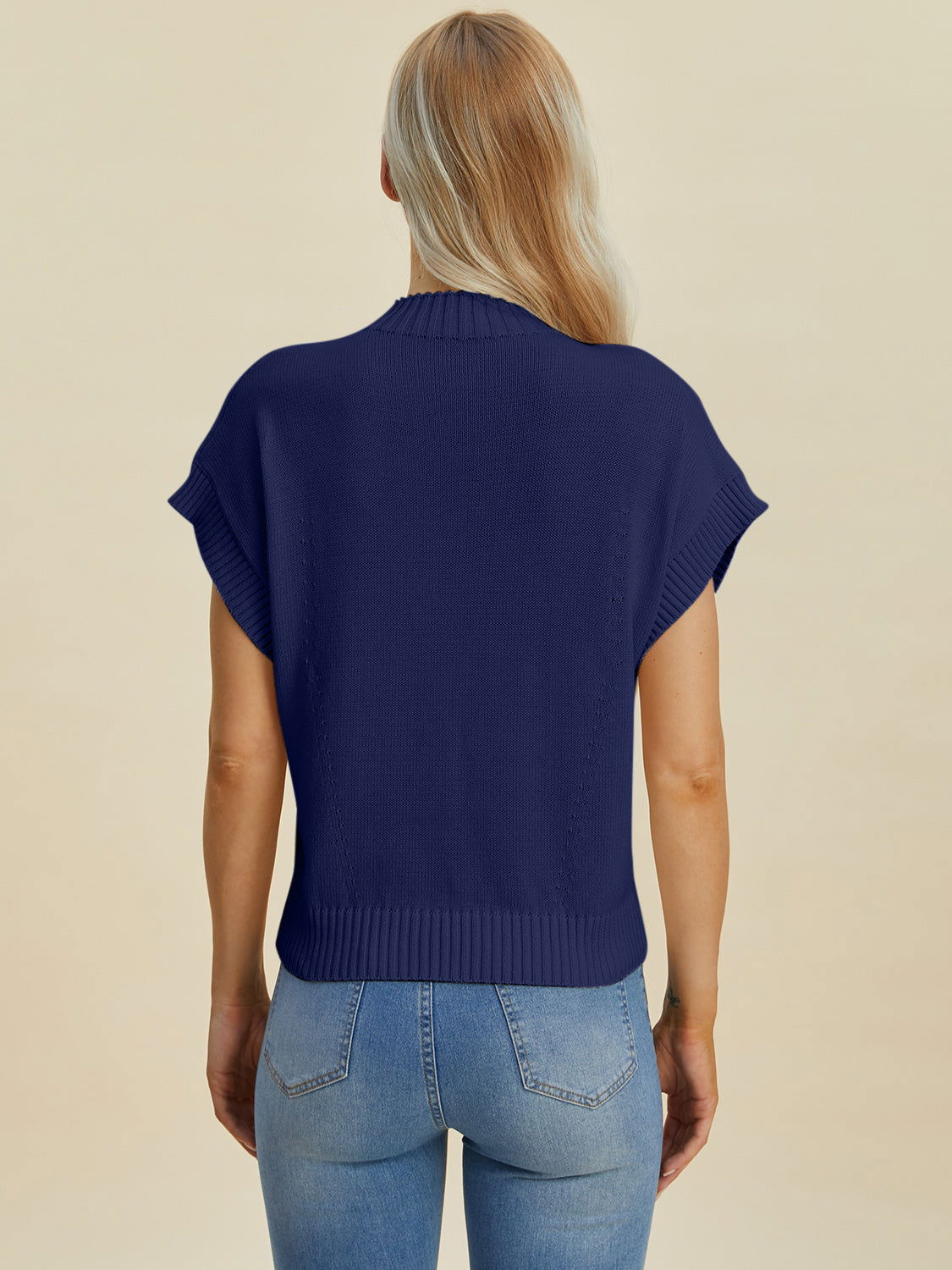 Double Take Full Size Mock Neck Short Sleeve Sweater us.meeeshop - 