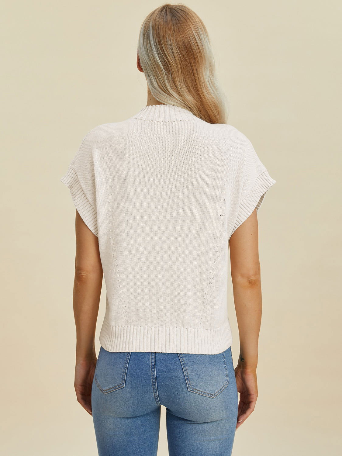 Double Take Full Size Mock Neck Short Sleeve Sweater us.meeeshop - 