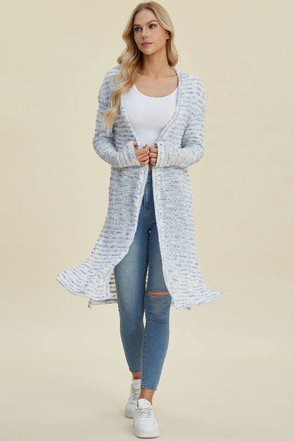 Double Take Full Size Open Front Longline Cardigan us.meeeshop - 