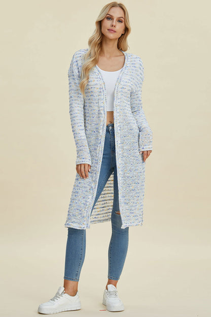 Double Take Full Size Open Front Longline Cardigan us.meeeshop - 