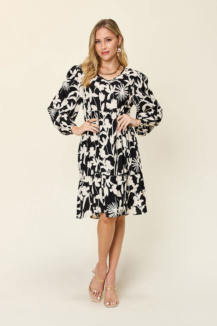 Double Take Full Size Printed Ruffle Hem Dress with Pocket us.meeeshop - 