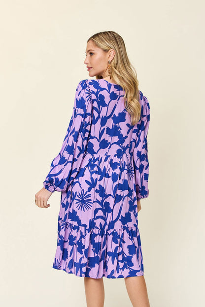 Double Take Full Size Printed Ruffle Hem Dress with Pocket us.meeeshop - 