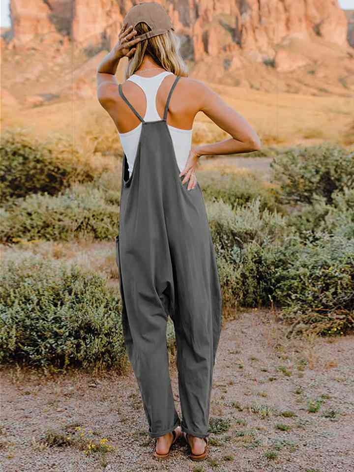 Double Take Full Size Sleeveless V-Neck Pocketed Jumpsuit | us.meeeshop