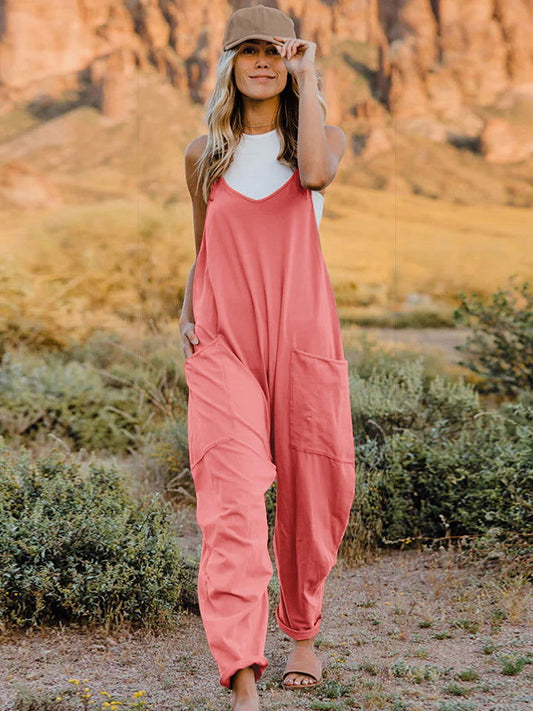 Double Take Full Size Sleeveless V-Neck Pocketed Jumpsuit us.meeeshop - Jumpsuits & Rompers